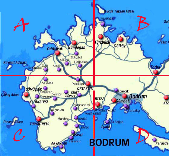 Бодрум спутник карта